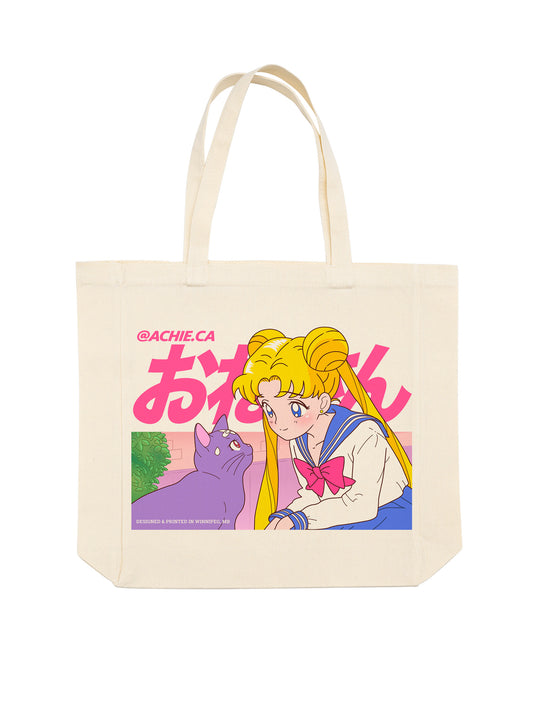Girl with a Cat Tote Bag