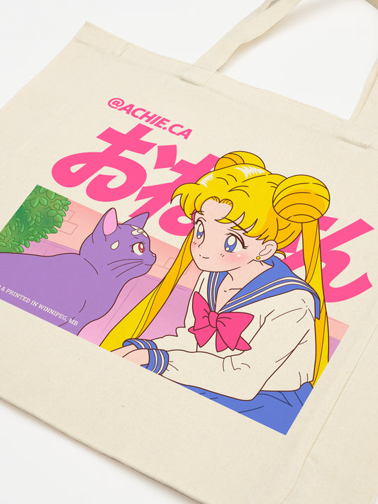 Girl with a Cat tote bag
